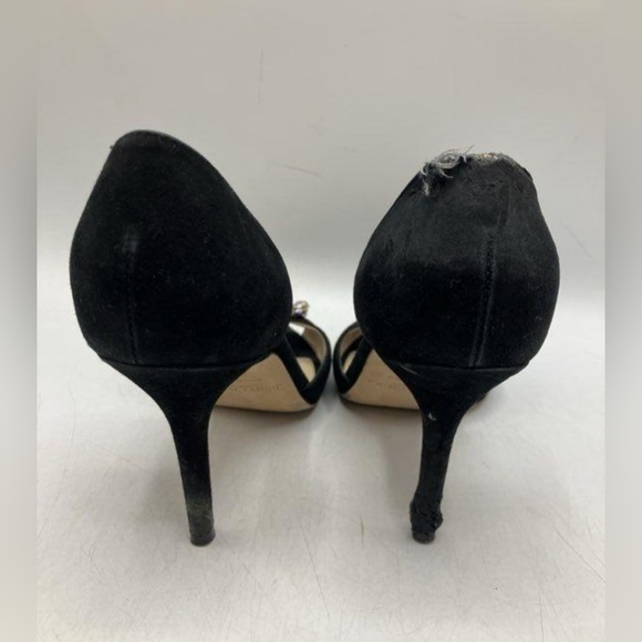 Jimmy Choo Black Suede Crystal Embellished Sandal Heels Pump Sz 36.5 us 6 - Picture 4 of 7